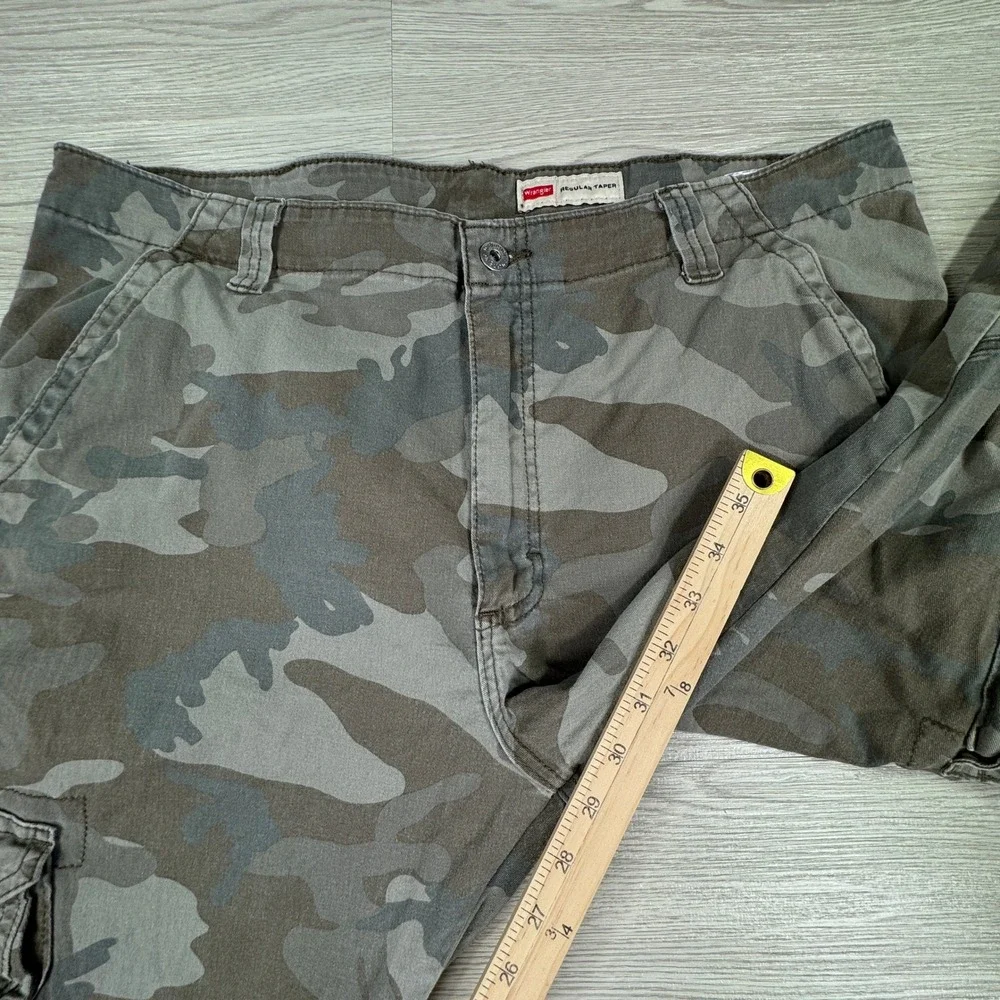 Wrangler‎ Mens Cargo Pants Regular Taper Camo Green 38x30 Stretch Outdoor Casual